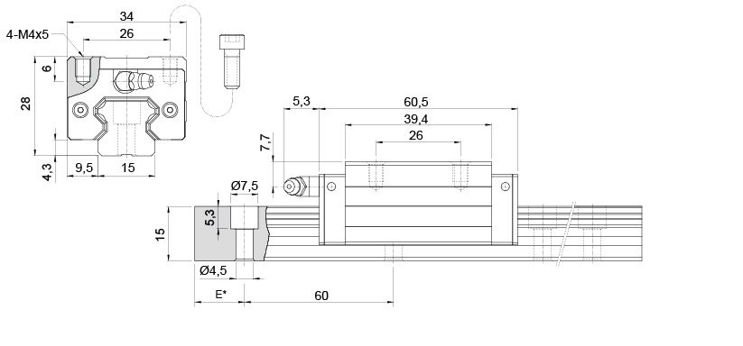 Guia Linear 15mm KRH15VL