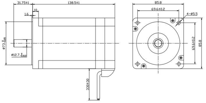 Motor BLDC 700W medidas